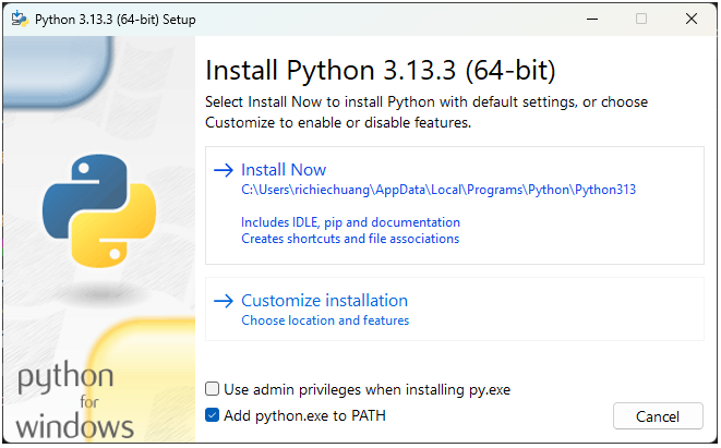 Python for Windows install
